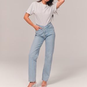 Abercrombie & Fitch The Dad High Rise jeans cris cross waistband